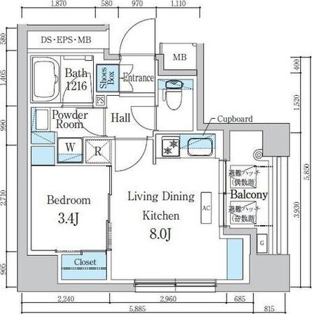 デュオフラッツ浅草蔵前の物件間取画像